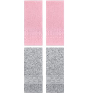 REGALWOVEN 4 Pcs Bathroom Decorative Cotton Soft Absorbent Sold Striped Hand Towel - 1 of 4