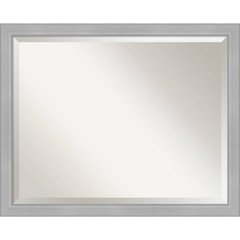 31 X 25 Vista Brushed Framed Bathroom, Brushed Nickel Rectangular Vanity Mirror