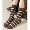 Anna-Kaci 3 Pairs Women's Striped Crew Socks with Ribbed Knit Design and Anti-Pilling Cotton Blend - 3 of 4
