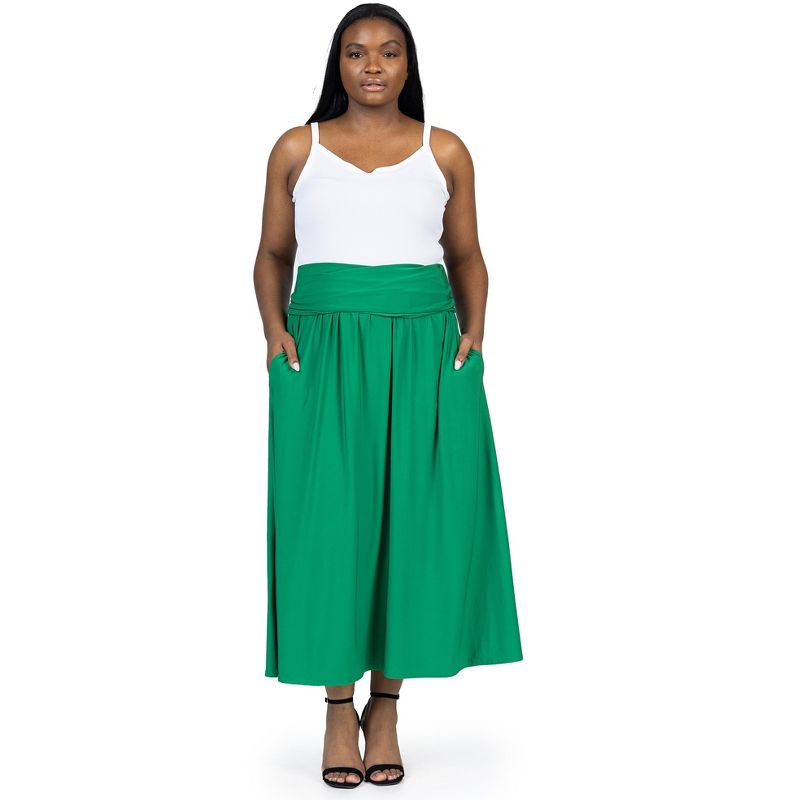 24seven Comfort Apparel Foldover Plus Size Maxi Skirt With Pockets, 4 of 7
