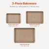 VEVOR Baking Pans Set, 3-Piece, Nonstick Carbon Steel Cookware Sheets & Trays, Stackable Kitchen Oven Bakeware Cooking Sets, Beige - 3 of 4