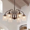 LLHZSY Farmhouse Black Chandeliers 6-Lights Crystal Pendant Light Fixture for Dining Room Foyer - W 30 3/10" - 2 of 4
