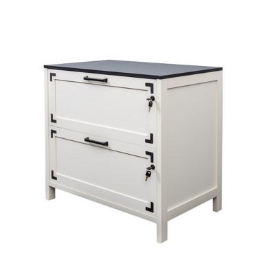 CLIHOME 2 Drawer Farmhouse File Cabinet, Filing Cabinet With Lock for Home Office, White