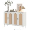Wood Sideboard With 4 Doors, Rattan Sideboard Buffet Cabinet,  For Entryway, Hallway, Dining Room, Living Room, - 3 of 4