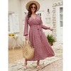 Plus Size Women's V Neck Long Sleeve Maxi Dress Floor Length Elegant Casual - 4 of 4