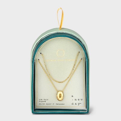 14K Gold Dipped Initial Bubble Multi-Strand Pendant Necklace - A New Day™ Gold