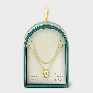 14K Gold Dipped Initial Bubble Multi-Strand Pendant Necklace - A New Day™ Gold - 1 of 4