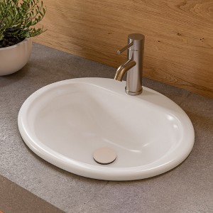 ALFI  ABC802 White 21Inch Round Drop In Ceramic Sink with Faucet Hole - 1 of 4