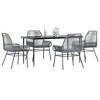 vidaXL Patio Dining Set with Cushions Outdoor Dining Furniture Poly Rattan Glass - Gray 63" x 31.5" x 29.1" 4 Items - 2 of 4