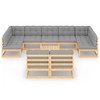 vidaXL Patio Furniture Set 10 Piece Outdoor Sectional Sofa Solid Wood Pine - Natural With Cushion - 3 of 4