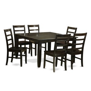 HomeStock 7-Piece Square Cappuccino Finish Solid Wood Top Dining Table with 6-Chairs - 1 of 4