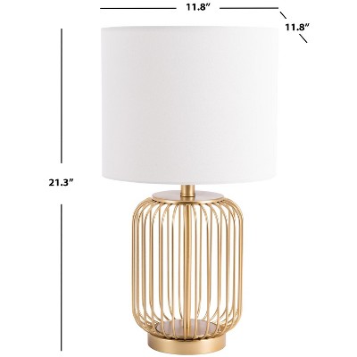 Portlia 21.3" Gold Metal Table Lamp Set with White Shades