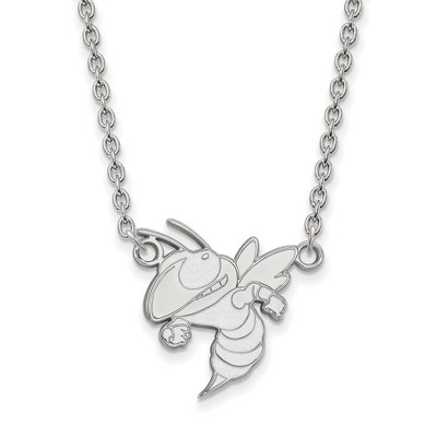 Black Bow Jewelry 14k White Gold Georgia Tech Yellow Jackets NCAA Necklace 18 Inch