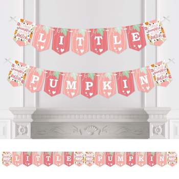 Big Dot of Happiness Girl Little Pumpkin - Fall Birthday Party or Baby Shower Bunting Banner - Party Decorations - Little Pumpkin