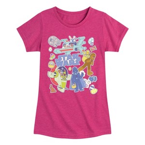 Girls' - Star Wars - Easter Sticker Fitted Short Sleeve Graphic T-Shirt - 1 of 4