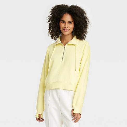 Women's Fleece Half Zip Pullover - All In Motion™ Yellow S : Target