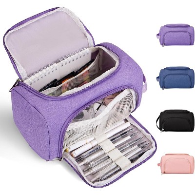 Fmeida Large Pencil Pouch,Pencil Case Aesthetic,Zipper Pencil Box For Girls Back To School Supplies Emergency Bag Black