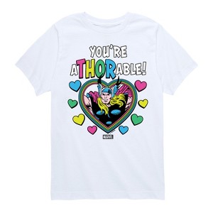 Boys' - Marvel - Thor Valentine You're Athorable Short Sleeve Graphic T-Shirt - 1 of 4