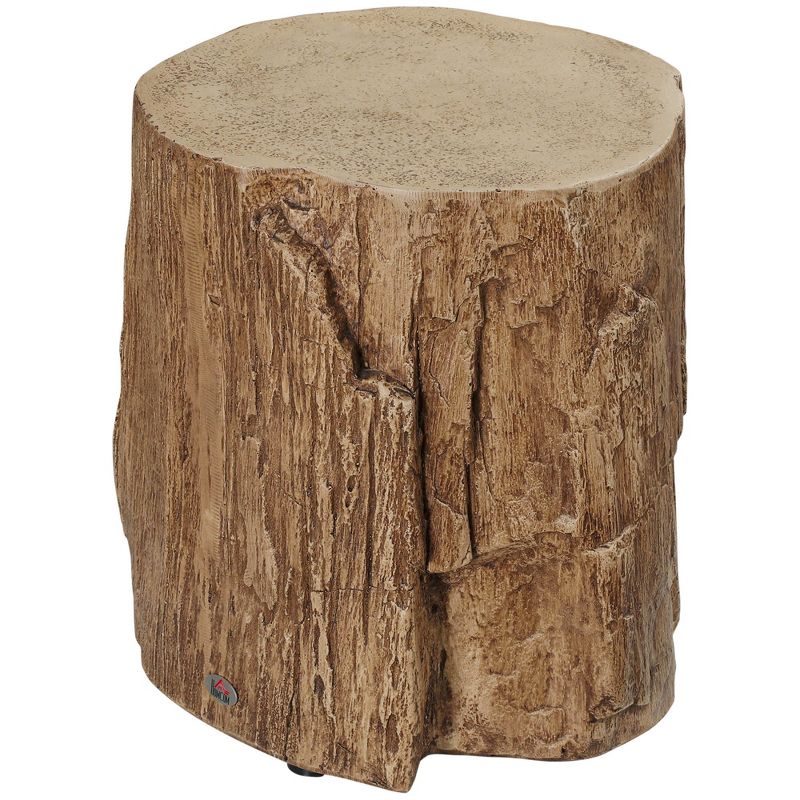 HOMCOM Tree Stump Stool, Decorative Side Table with Round Tabletop, Concrete End Table with Wood Grain Finish, for Indoors and Outdoors, 4 of 7