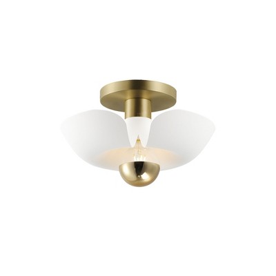 Maxim Lighting Poppy 1 - Light Flush Mount in  White/Satin Brass