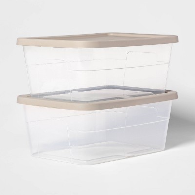 Photo 1 of 16qt Sweater Box with Spaceship Lid 2pk Gray - Room Essentials 2 PACK