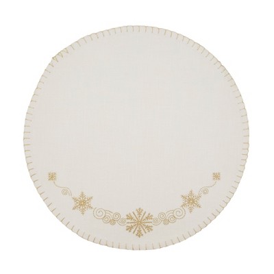 Saro Lifestyle Saro Lifestyle Embroidered Snowflakes Round Placemats (Set of 4), Gold