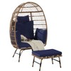 TiramisuBest Oversized Wicker Egg Chair with Cushion & Pillow, 600lbs ¨C Indoor/Outdoor for Porch/Backyard/Balcony (Dark Blue) - 4 of 4