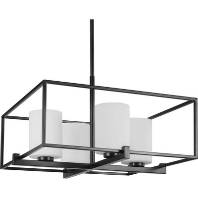 Progress Lighting Chadwick 4-Light Wall Bracket, Matte Black, Opal Glass Shade