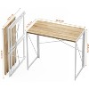 Itopfox Folding Desk Foldable Small Portable Computer Desks, Spaces Saving Writing Sturdy Table for Bedroom, Home Office, Dorm, Apartment, White Oak - 3 of 4