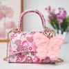 Willow & Ruby Girls' Mini Groovy Love & Peace Print Top Handle Crossbody Bag with Fluffy Butterfly Charm - 2 of 4