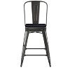 Emma and Oliver Metal Indoor-Outdoor Stool with Removable Back and All-Weather Polystyrene Seat - 3 of 4