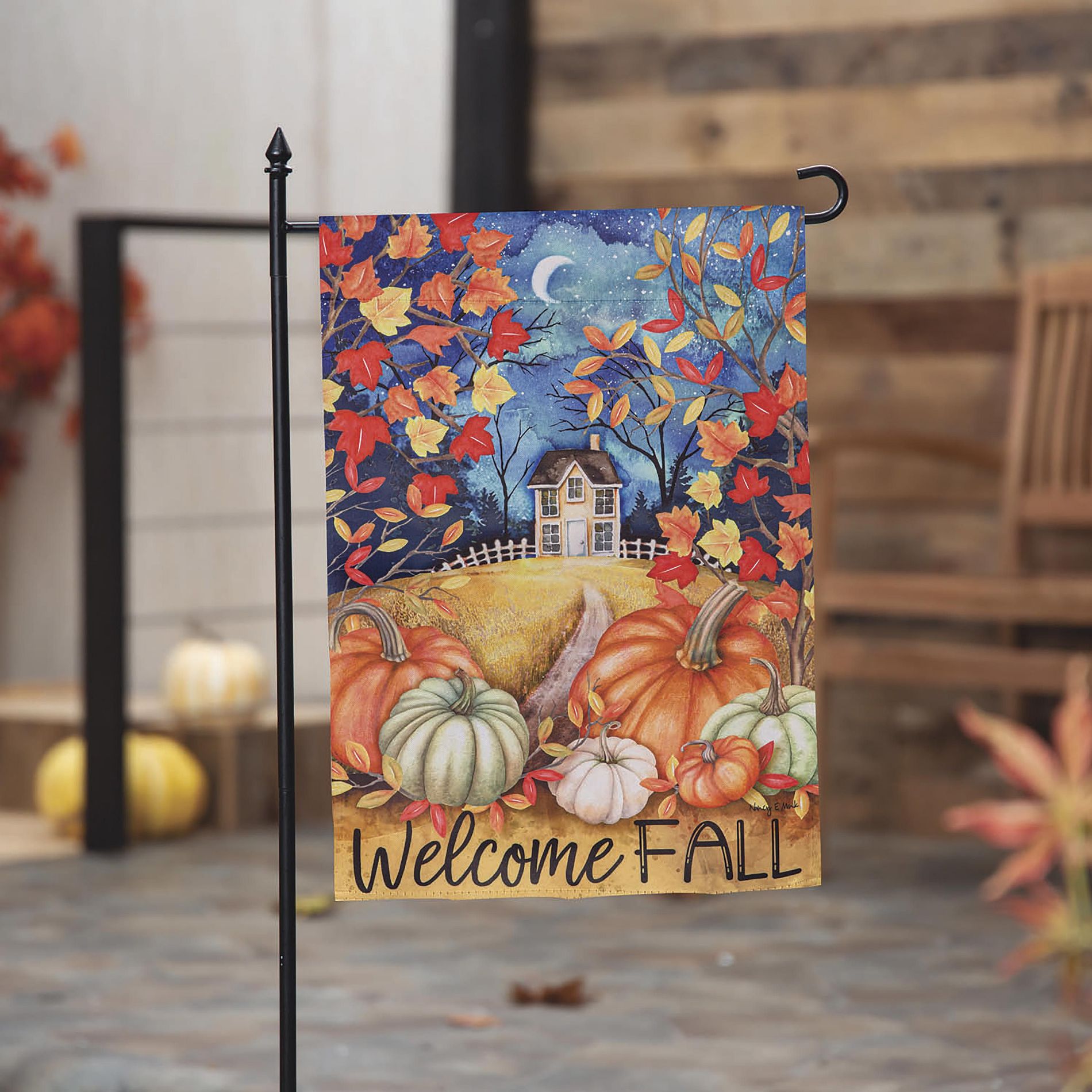Evergreen Flag Fall Foliage Garden Flags 12x18 Double Sided, Small Garden Flags for Outside, Fall Decorations for Home, Porch, Yard