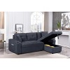 NicBex Couches for Living Room Convertible 3 Seater Sleeper Sofa Bed Pull Out Sectional Sofa Couch with Storage and Cup Holder, Dark Gray - 3 of 4