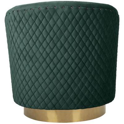 Emerald Velvet Swivel Barrel Chair with Gold Accents