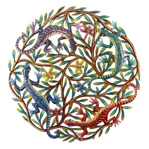 Slickblue Handcrafted 24-Inch Four Geckos Painted Metal Art, Perfect for Enhancing Indoor/Outdoor Spaces - 1 of 3