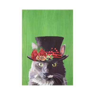 C&F Home Christmas Cat Bean Printed Flour Sack Kitchen Towel