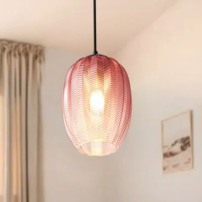 Rennnsan Quivane 7"W 1-Light Buded Textured Glass Modern Dimmable Pendant