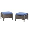 Gymojoy Outdoor 2 Pieces Patio PE Rattan Ottomans with Removable Cushions - 3 of 4