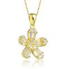Guili Sterling Silver Rhodium Plated Necklace with Cubic Zirconia Flower Pendant – Elegant & Sophisticated in White, Yellow, Red & Multicolor - 2 of 3