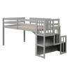 Twin Size Loft Bed, Pine Wood Twin Loft Bed Frame With Staircase Storage Space Slide Full-length Safety Guardrails For Bedroom No Box Spring Needed - 4 of 4