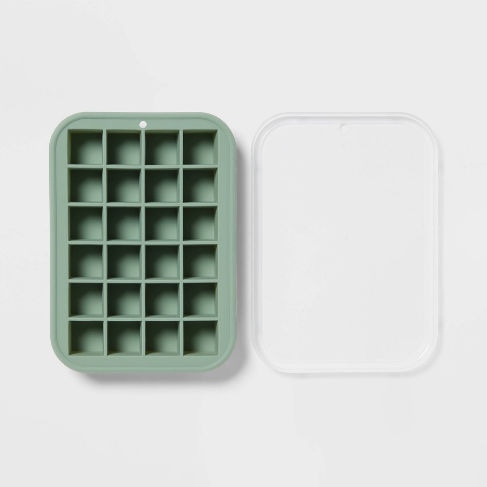 Silicone Cube Ice Tray with Lid Green - Room Essentialsâ„¢