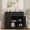 Lirago Black Drawer Shelf Storage Cabinet Rectangular Decorative Accent Cabinet with Drawers Shelves and Doors - 3 of 4