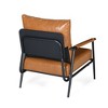 Anybear Mid-Century Modern Accent Chair with Brown Faux Leather Upholstery, Padded High Backrest - 4 of 4