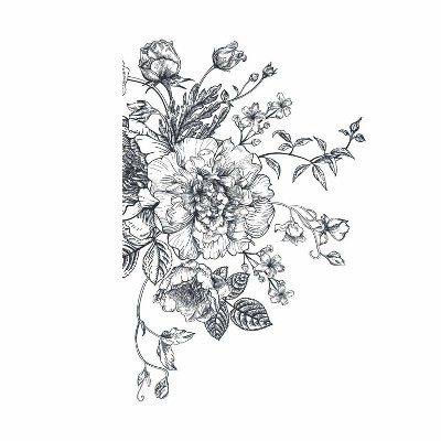 Black and White Peony Vinyl Peel and Stick Wall Decal
