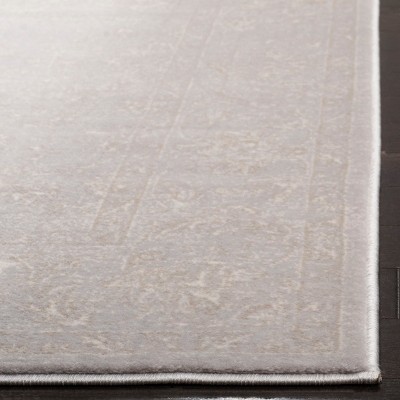 Light Grey and Cream Rectangular Synthetic Area Rug