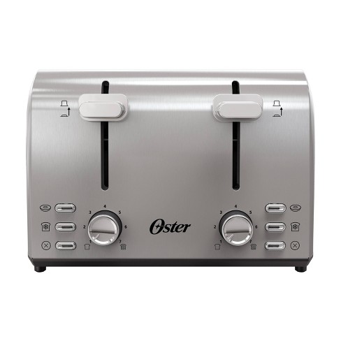 Oster 4 slice Toaster Stainless Steel With Extra wide Slots Bagel Reheat Functions 1560w Spot Clean Silver Target