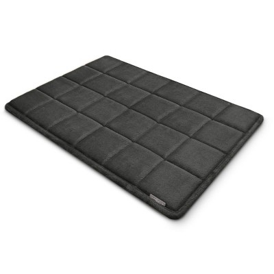 MICRODRY SoftLux Embroidered Squares Memory Foam Bath Mat/Runner with Skid Resistant Base