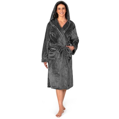 PAVILIA Fleece Robe For Women, Plush Warm Bathrobe, Fluffy Soft Spa Long Lightweight Fuzzy Cozy, Satin Trim