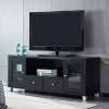 TIRAMISUBEST Wood TV Stand - Mid-Century Modern Media Console with Storage Cabinet | Black Wood Grain Finish for Living Room - 3 of 4