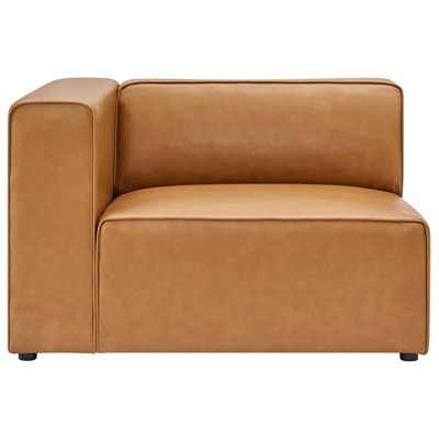 Mingle 74'' Tan Vegan Leather Modular Sectional Loveseat